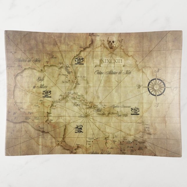 Caribbean - old map trinket tray (Front)