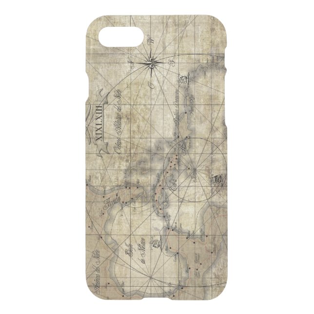 Caribbean - old map uncommon iPhone case (Back)