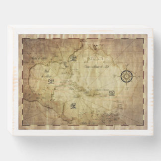 Caribbean - old map wooden box sign