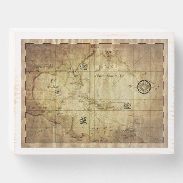 Caribbean - old map wooden box sign (Front Horizontal)