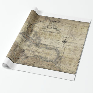 Caribbean - old map wrapping paper