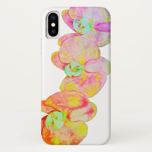 Caribbean orchids tropical watercolor flowers iPhone XS case