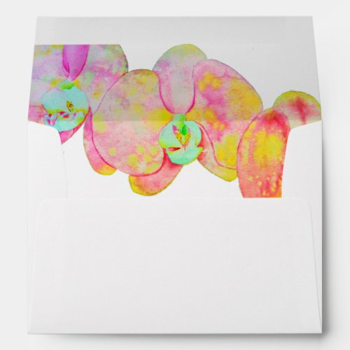 Caribbean orchids tropical watercolor flowers envelope