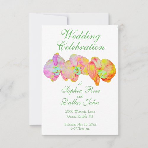 Caribbean orchids tropical watercolor flowers invitation