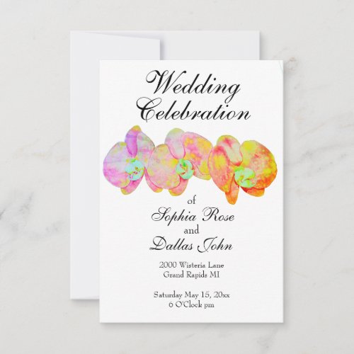 Caribbean orchids tropical watercolor flowers invitation