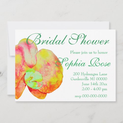 Caribbean orchids tropical watercolor flowers invitation