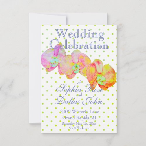 Caribbean orchids tropical watercolor flowers invitation