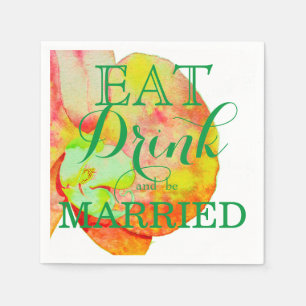 Caribbean orchids, tropical watercolor flowers paper napkins