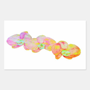 Caribbean orchids, tropical watercolor flowers rectangular sticker