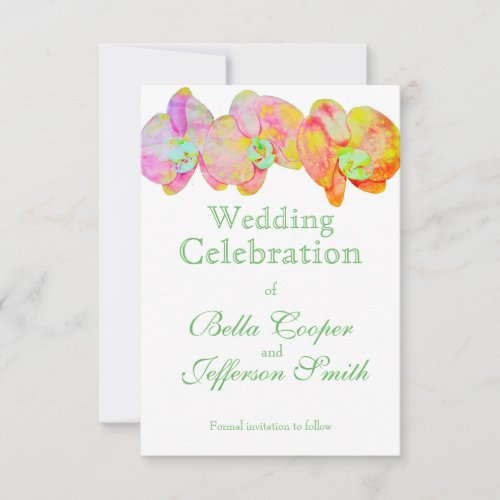 Caribbean orchids tropical watercolor flowers save the date