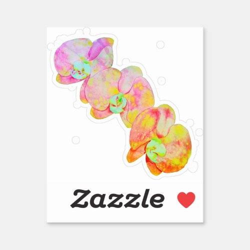 Caribbean orchids tropical watercolor flowers sticker