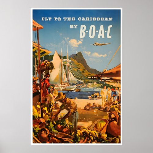 Caribbean Painting BOAC Travel Poster Art Print