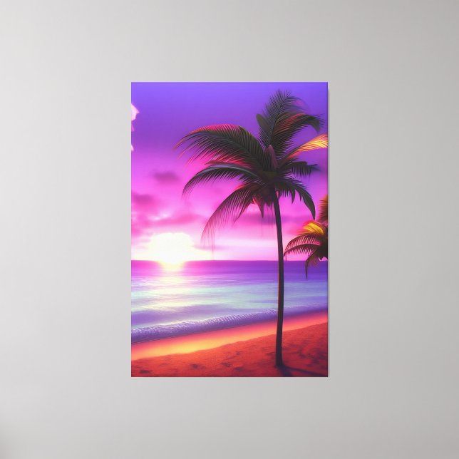Caribbean Palm Beach Canvas Print (Front)