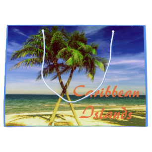 Caribbean Palm Tree Tropical Island Beach Large Gift Bag