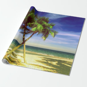 Caribbean Palm Tree Tropical Island Beach Wrapping Paper
