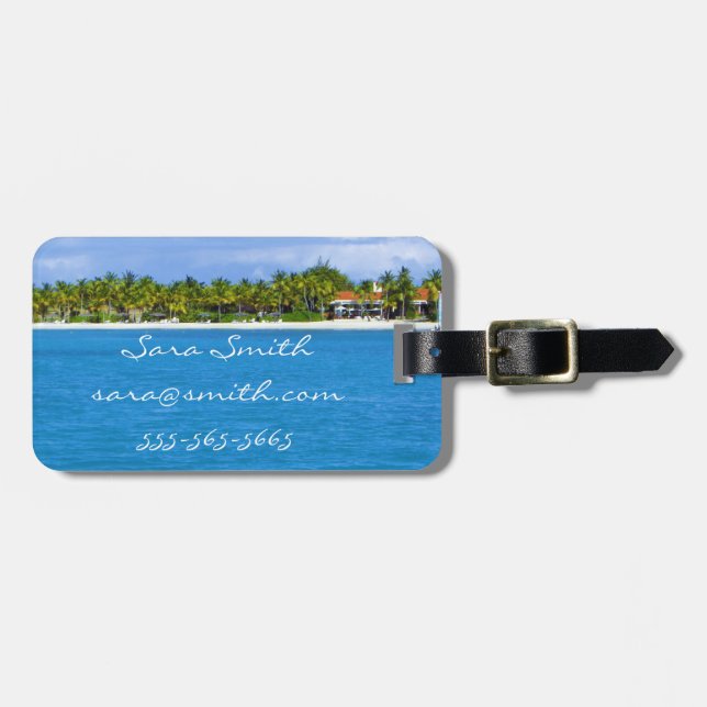 Caribbean Paradise Luggage Tag - Customizable (Front Horizontal)