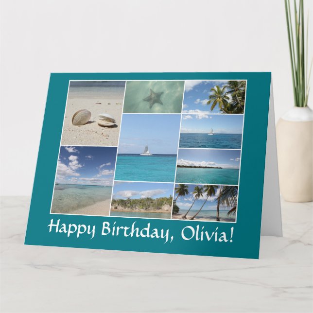 Caribbean Photo Collage *customize* Name Card (Front)