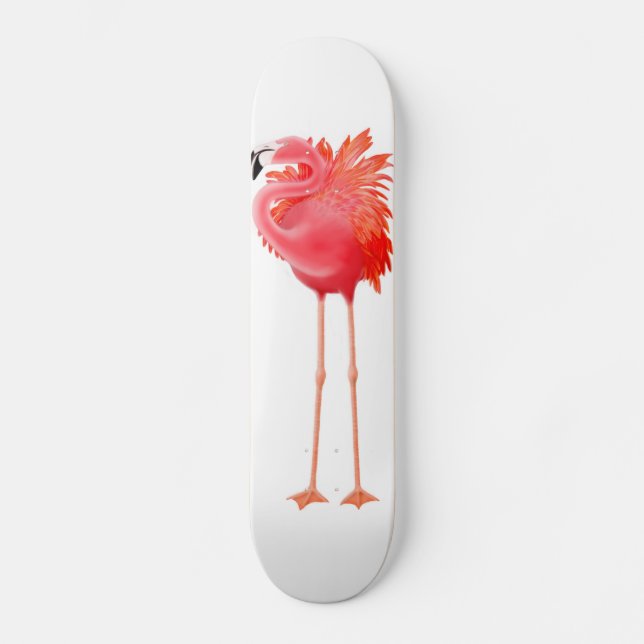 Caribbean Pink Flamingo Skateboard Deck (Front)
