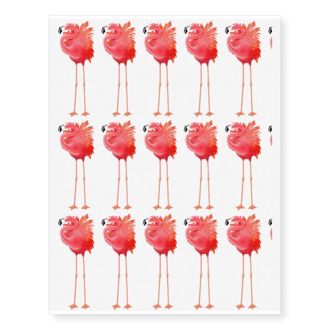 Caribbean Pink Flamingo Temporary Tattoo (Front)