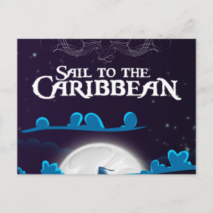 Caribbean Pirate Cartoon Travel print. Postcard