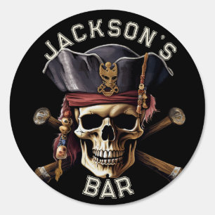 Caribbean Pirate Skull Personalized Sign