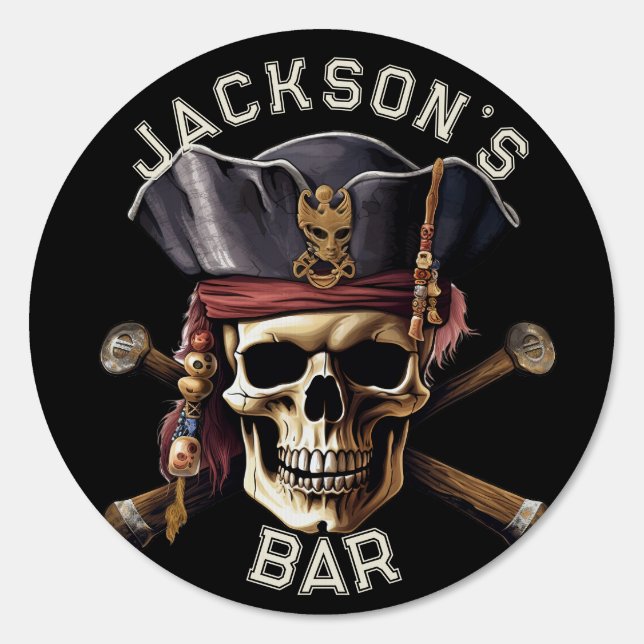 Caribbean Pirate Skull Personalized  Sign (Front)