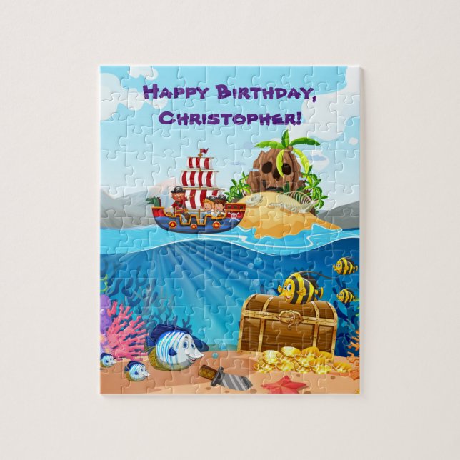 Caribbean pirates, treasure island, and treasure, jigsaw puzzle (Vertical)