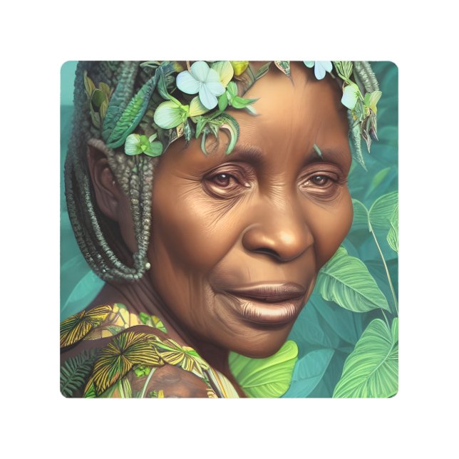 Caribbean Queen Black Woman Metal Wall Art (Front)