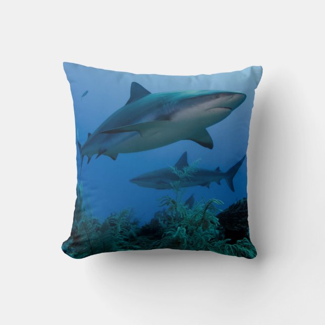 Caribbean Reef Shark Jardines de la Reina Throw Pillow (Front)