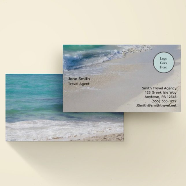 Caribbean Sea Beach Scene Logo Business Card (Creator Uploaded)