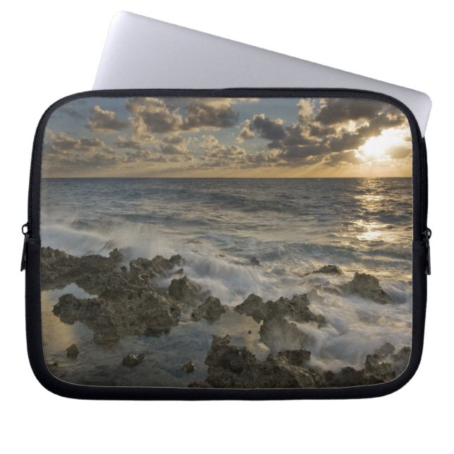 Caribbean Sea, Cayman Islands.  Crashing waves 2 Laptop Sleeve (Front)