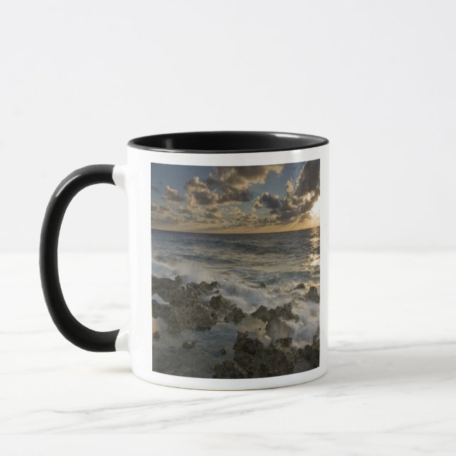 Caribbean Sea, Cayman Islands.  Crashing waves 2 Mug (Left)
