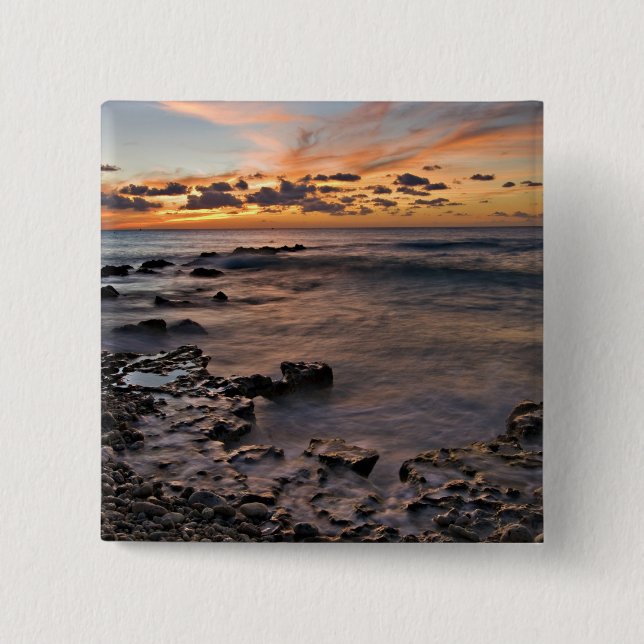 Caribbean Sea, Cayman Islands. Crashing waves 2 Pinback Button (Front)