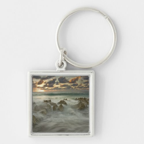 Caribbean Sea Cayman Islands  Crashing waves 3 Keychain