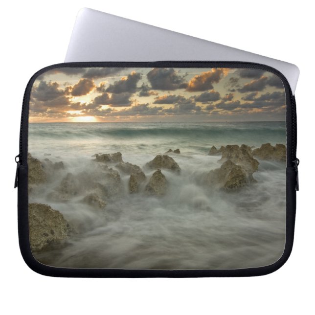 Caribbean Sea, Cayman Islands.  Crashing waves 3 Laptop Sleeve (Front)