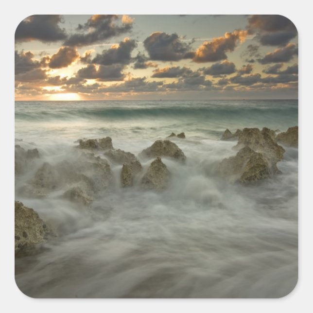 Caribbean Sea, Cayman Islands.  Crashing waves 3 Square Sticker (Front)