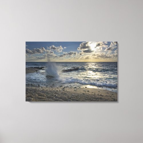 Caribbean Sea Cayman Islands  Crashing waves Canvas Print