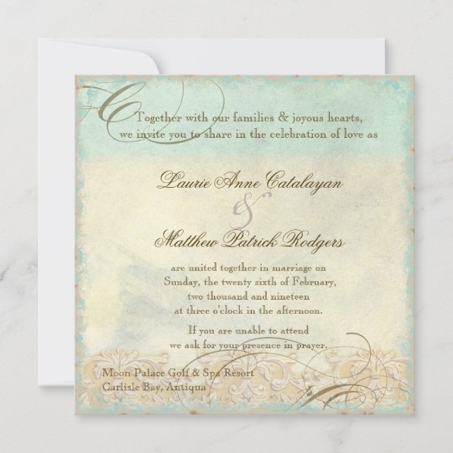 Caribbean Sea Turtle Modern Coastal Ocean Beach Invitation (Front)