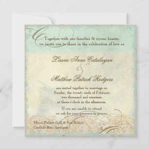 Caribbean Sea Turtle Modern Coastal Ocean Beach Invitation