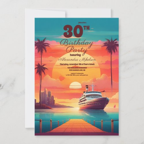 Caribbean seaside shore tropics Birthday Party Invitation