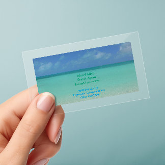CARIBBEAN SHADES OF BLUE, GREEN AND SAND CLEAR BUSINESS CARDS