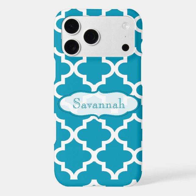 Caribbean Sky Blue Moroccan Personalized iPhone Case-Mate iPhone Case (Back)