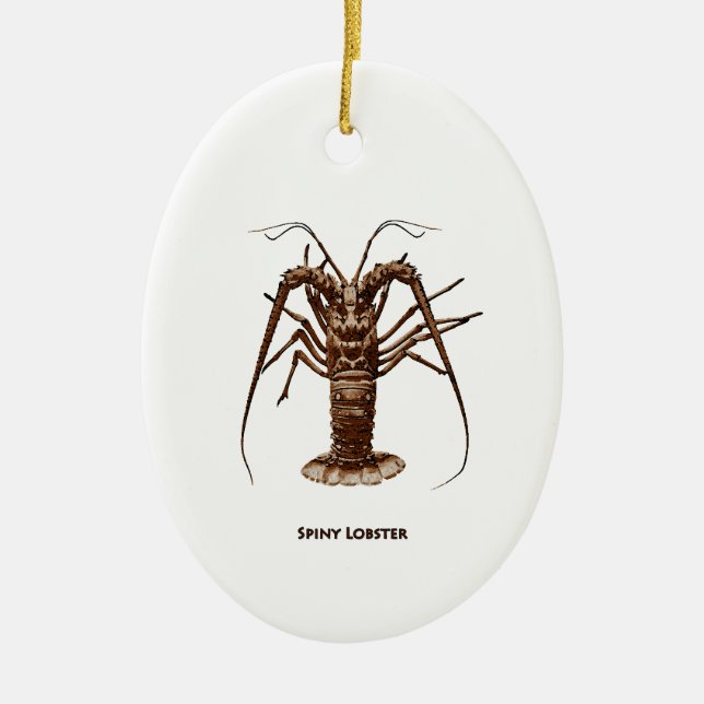 Caribbean Spiny Lobster Ceramic Ornament (Front)