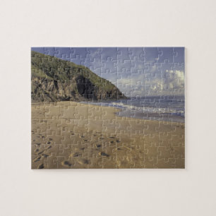 Caribbean, St. Kitts. Footprints on Atlantic Jigsaw Puzzle
