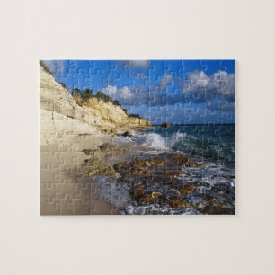 Caribbean, St. Martin, Cliffs at Cupecoy beach Jigsaw Puzzle