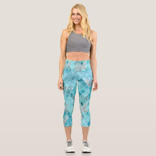 Caribbean Summer Mermaid Scales 1 Capri Leggings