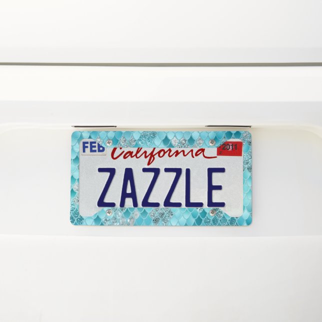 Caribbean Summer Mermaid Scales 1 License Plate Frame (On Car)