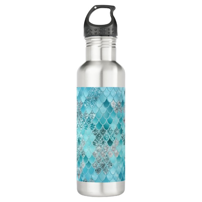 Caribbean Summer Mermaid Scales 1 Stainless Steel Water Bottle (Front)
