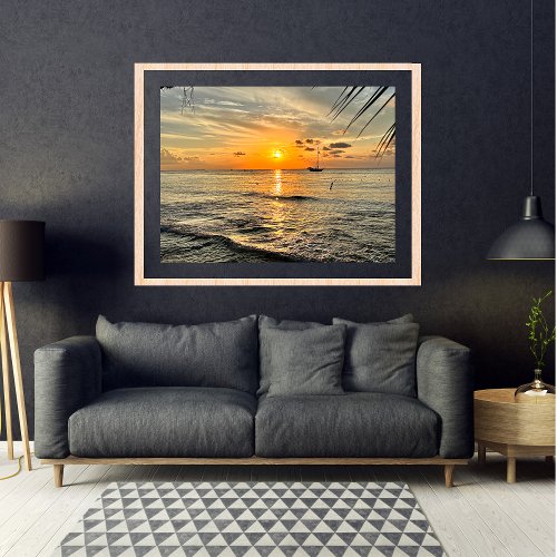 Caribbean Sunset Tropical Island Mexican Beach Poster