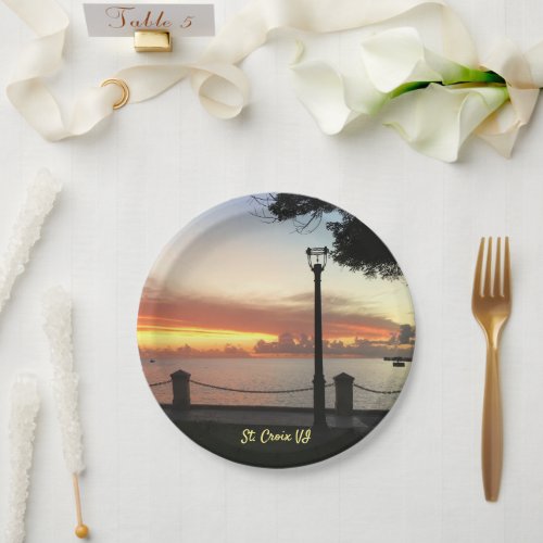 Caribbean Sunset Tropical St Croix Personalize Paper Plates